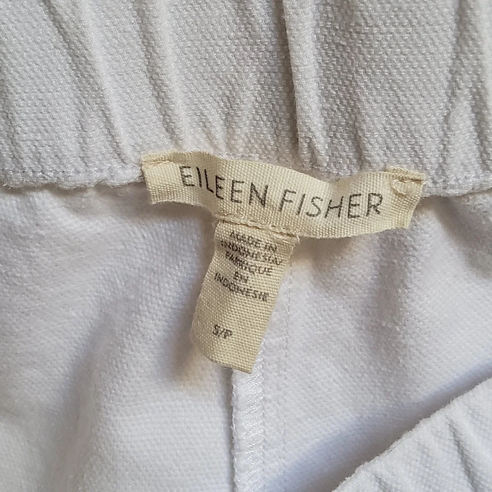 Eileen Fisher White Organic Cotton Hemp Crop Pants Cargo Size S EUC - Picture 10 of 11
